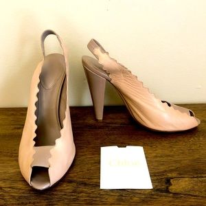 CHLOE scallop peep toe heels.